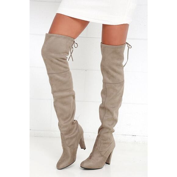 Steve Madden Gorgeous Taupe Over The Knee Boots - Picture 1 of 5